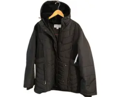 Liz Claiborne Puffer Jacket Women's Black Zip Pockets